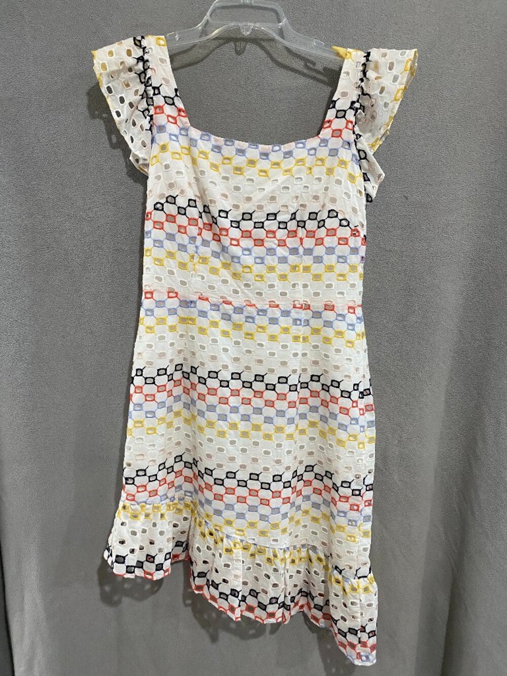 Waverly Grey Libertine White Eyelet Embroidered Ruffle Dress Size 4